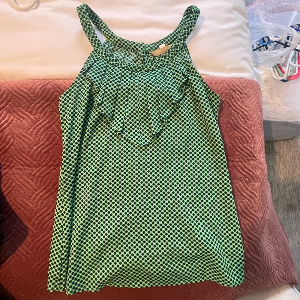 Banana Republic Blue Green Polka Dot Sleeveless Top